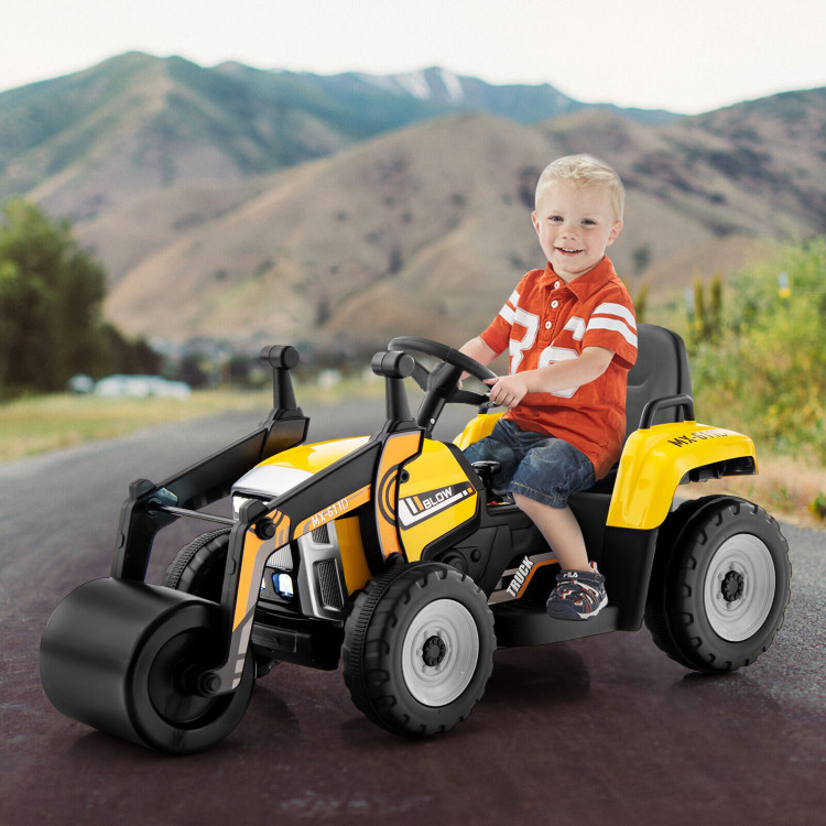 12V Kids Ride on Road Roller with 2.4G Remote Control-YellowCostway Gallery View 6 of 10